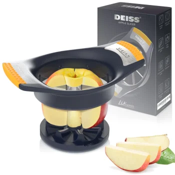 Deiss LUX 4.25 Inch Apple Slicer and Corer with Cutting Base, Stainless Steel 8-Slice Apple Cutter, Dishwasher Safe Apple Cutter Slicer, Large Apple Slicer - Perfect for Apple Slic
