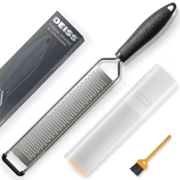 Deiss LUX Fine Grater & Lemon Zester, Parmesan Cheese Grater Handheld - Spices, Citrus Fruits, Hard Cheeses, Garlic, Chocolate, Nuts, Ginger, Vegetable Shredder
