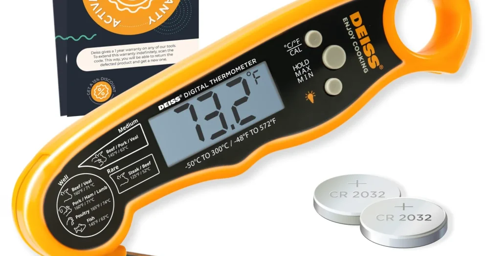 Deiss PRO Digital Meat Thermometer - Ultra Fast Cooking Thermometer with Backlight LCD Display - Waterproof Instant Read Thermometer for Beef, Poultry, BBQ, Candy