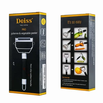 Deiss PRO Dual Julienne Peeler & Vegetable Peeler - Non-slip Handle - Apple Peeler & Potato Peeler, Orange Peeler, Zoodles Maker - Y Peeler, Veggie Peeler for Making Delicious Vegg