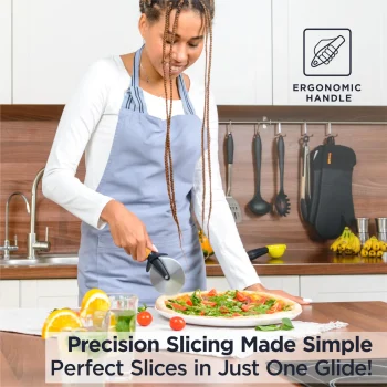 Deiss Pro Heavy Duty Pizza Cutter With Wheel Slicer- Stainless Steel Sharp Smooth Pizza Cutter Wheel With Easy Grip Non-Slip Handle, Dishwasher Safe (ORANGE) — view 2