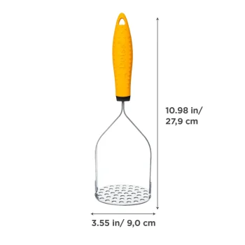 Deiss PRO Heavy Duty Stainless Steel Potato Masher with Non-Slip Rubber Handle High-Quality Hand Held Potato Masher for Struggle-Free Mashing Dishwasher Safe Vegetable and Fruit Ma