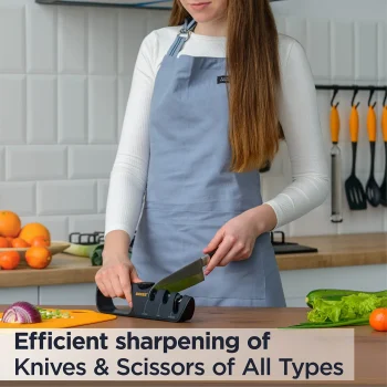 Deiss PRO Knife Sharpener With Adjustable Angle Knob - Handheld Manual Knife Sharpeners for Kitchen Knives, Scissors Sharpener , Pocket Knife Sharpener - Repair, Restore, Polish Bl