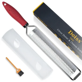 Deiss PRO Lemon Zester & Heavy Duty Cheese Grater & Vegetable Grater - Parmesan Cheese, Lemon, Garlic, Nutmeg, Chocolate, Fruits, Vegetables, Ginger Grater - Stainless Steel Cheese