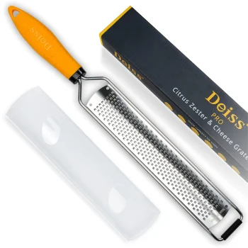 Deiss PRO Lemon Zester & Heavy Duty Cheese Grater & Vegetable Grater — Parmesan Cheese Lemon, Garlic, Nutmeg, Chocolate, Fruits, Vegetables, Ginger Grater - Cheese Shredder & Stain
