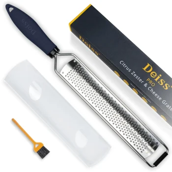Deiss PRO Lemon Zester & Heavy Duty Cheese Grater & Vegetable Grater - Parmesan Cheese, Lemon, Garlic, Nutmeg, Chocolate, Fruits, Vegetables, Ginger Grater - Stainless Steel Cheese
