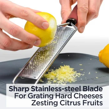 Deiss PRO Lemon Zester & Heavy Duty Cheese Grater & Vegetable Grater - Parmesan Cheese, Lemon, Garlic, Nutmeg, Chocolate, Fruits, Vegetables, Ginger Grater - Stainless Steel Cheese