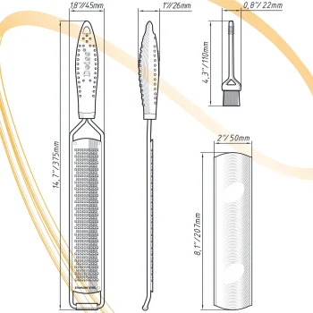 Deiss PRO Lemon Zester & Heavy Duty Cheese Grater & Vegetable Grater - Parmesan Cheese, Lemon, Garlic, Nutmeg, Chocolate, Fruits, Vegetables, Ginger Grater - Stainless Steel Cheese