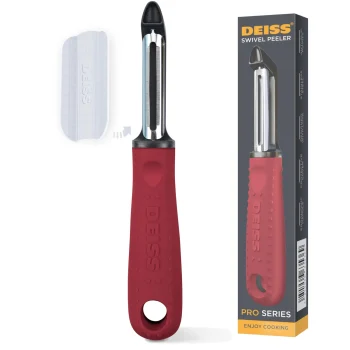 Deiss PRO Premium Swivel Vegetable Peeler - Sharp Stainless Steel Peeler With Easy Non-Slip Hand Grip, Potato Peelers For Kitchen, Fruit, Carrot, Apple, Veggie, Kiwi, Durable, Dish