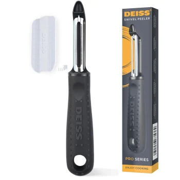 Deiss PRO Swivel Vegetable Peeler - Sharp Stainless Steel Peeler With Easy Non-Slip Hand Grip, Potato Peelers For Kitchen, Fruit, Carrot, Apple, Veggie, Kiwi, Durable, And Dishwash