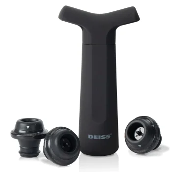 Deiss PRO Wine Saver Vacuum Pump & 3 Date Marker Silicone Bottle Stoppers