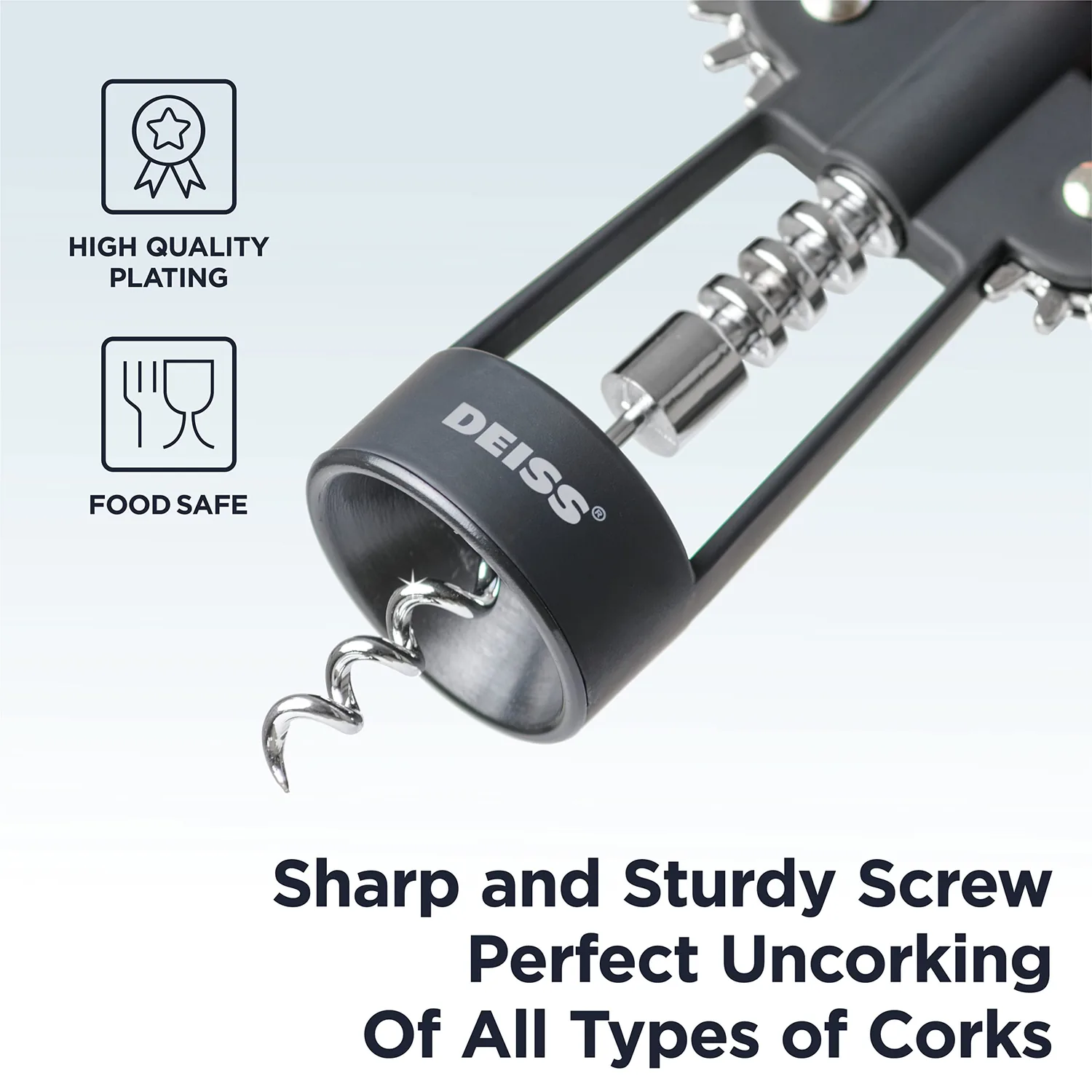 Deiss PRO Wing Corkscrew Wine Opener - 2 in 1 Wine Corkscrew and Beer Opener - The Easiest Way to Open Wine Bottle Corks - Reliable and Sturdy Wine Opener - Wine Bottle Opener — vi