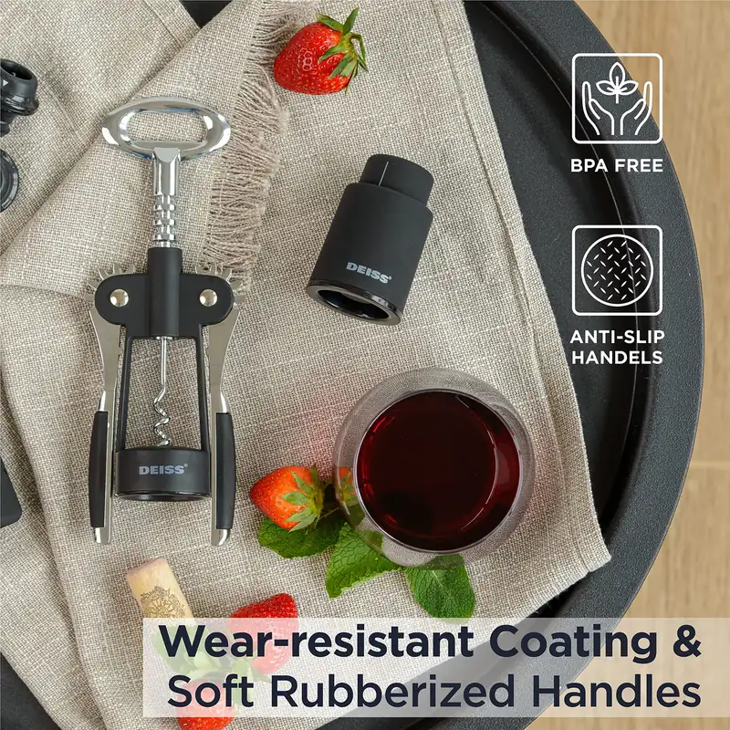 Deiss PRO Wing Corkscrew Wine Opener - 2 in 1 Wine Corkscrew and Beer Opener - The Easiest Way to Open Wine Bottle Corks - Reliable and Sturdy Wine Opener - Wine Bottle Opener — vi