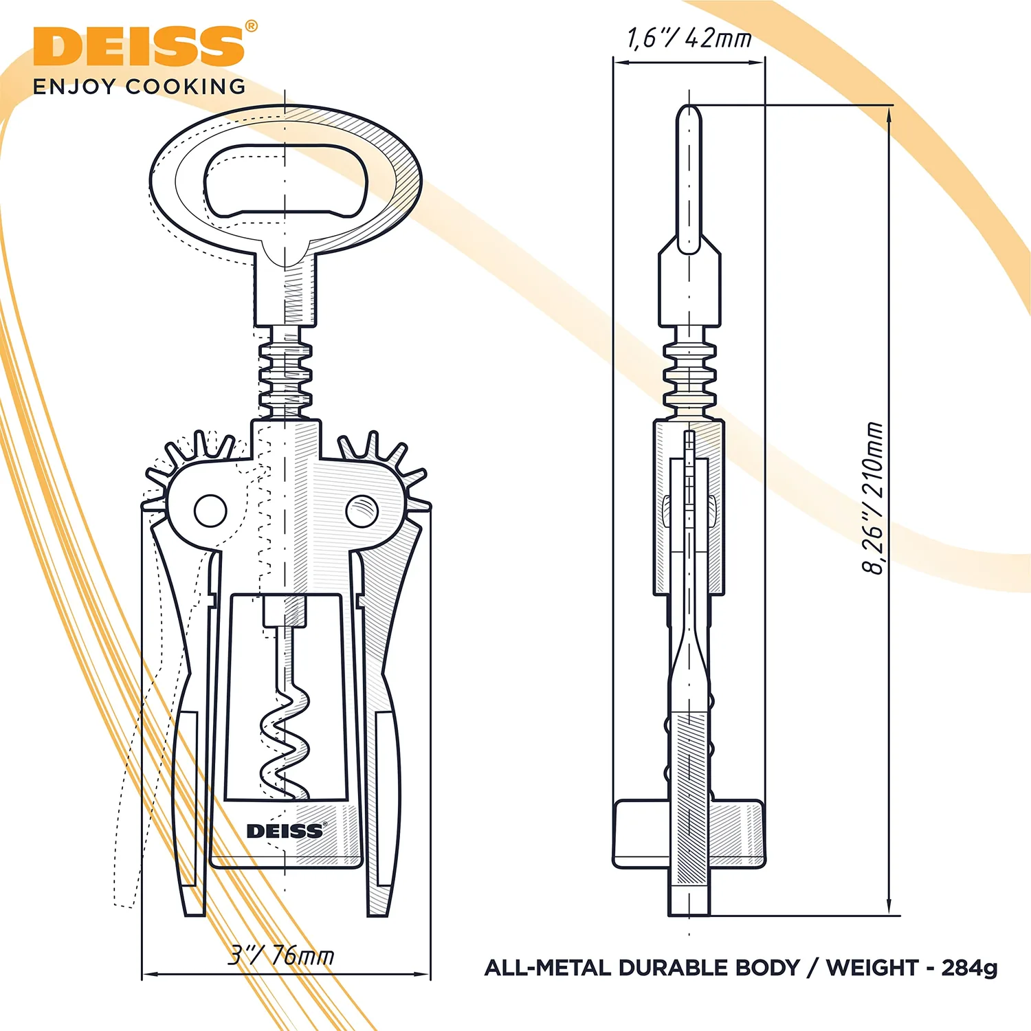 Deiss PRO Wing Corkscrew Wine Opener - 2 in 1 Wine Corkscrew and Beer Opener - The Easiest Way to Open Wine Bottle Corks - Reliable and Sturdy Wine Opener - Wine Bottle Opener — vi